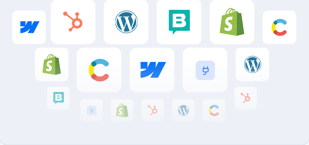 Logowolke der CMS-Plattformen, in die der PSEO Builder veröffentlicht