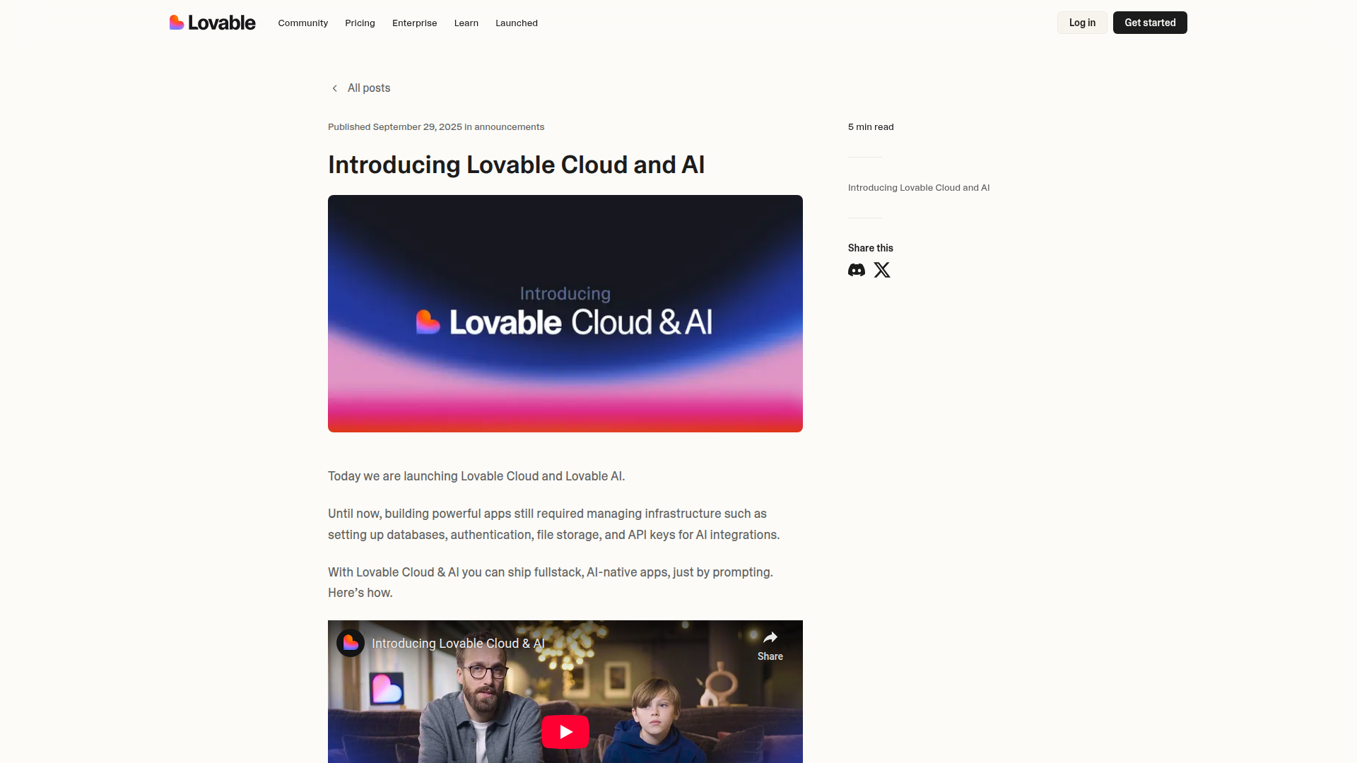Lovable Cloud Features Overview
